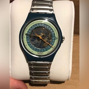Swatch Blue and Silver Watch
